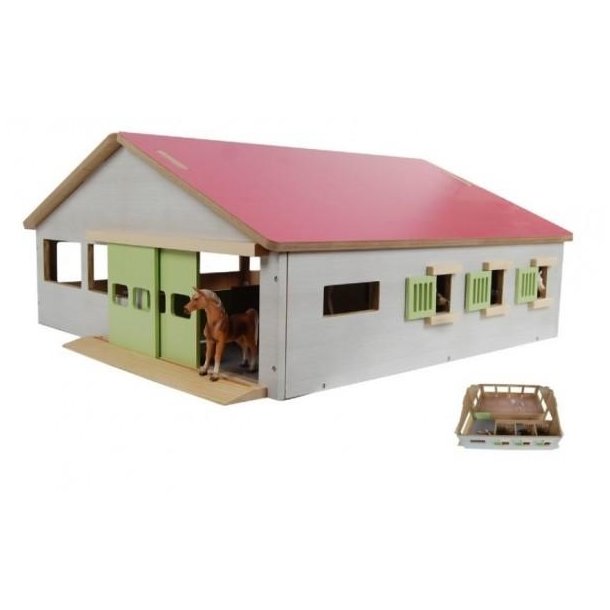 Kids Globe Ridehus med 3 hestebokse - (Mlestok 1:32) - HURTIG LEVERING!