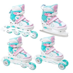 Raven LIA 4-i-1 Rulleskjte m. Lys i forhjul og Isskjte - Justerbar over 4 sko-numre med kliksystem