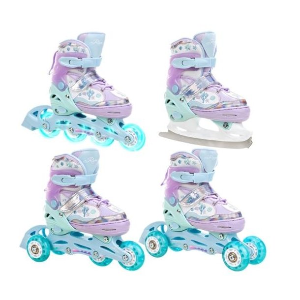 Raven ISLA 4-i-1 Rulleskjte m. Lys i hjul + Isskjte - Justerbar over 4 sko-numre med kliksystem