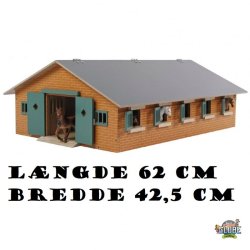 Kids Globe Hestestald i tr med 9 bokse - (Mlestok 1:32)