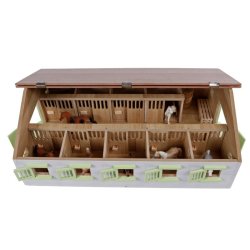 Kids Globe Hestestald i tr med 9 bokse Pink - (Mlestok 1:32) - 2025 model