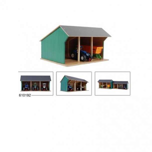 Kids Globe Traktor garage med plads til 3 kretjer - (Mlestok 1:32)