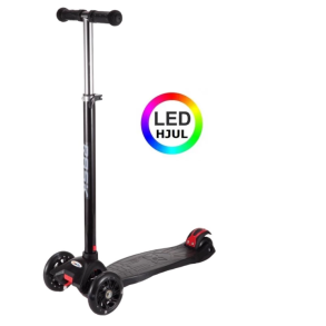 RASK Trehjulet Lbehjul Sort med LED-hjul - HURTIG LEVERING - 3-8 r