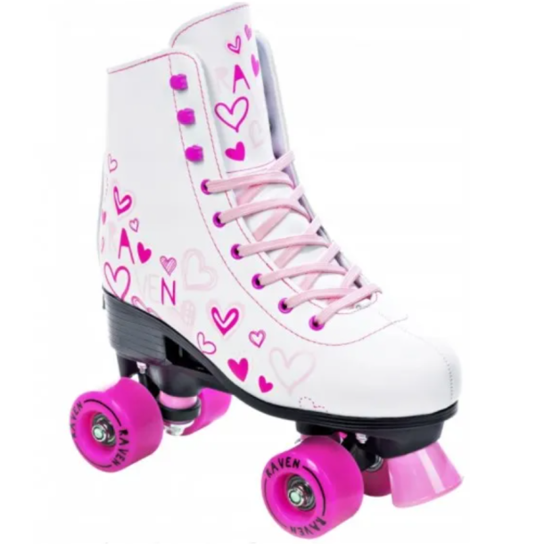 Raven Trista Side-by-Side Rulleskjte Hvid/Pink - Justerbar over hele 4 Sko-numre! 