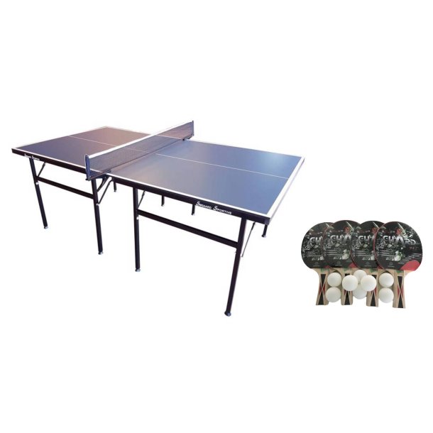 Sportive Midi - FRI FRAGT - Bordtennisbord med 4 stk. 2-stjernede bat og 8 stk. 1-stjernede bolde