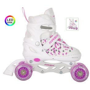 RASK Rulleskjte 3-i-1 SPLASH LED White - Justerbar over hele 4 sko-numre med smart kliksystem