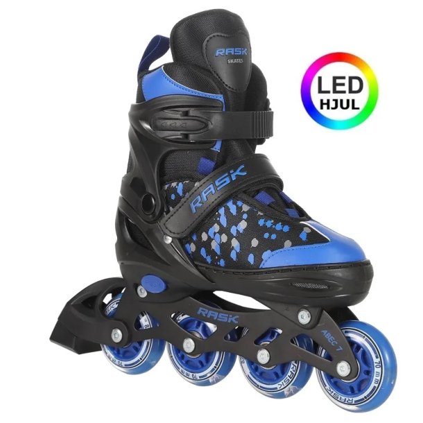 RASK Splash Blue LED - Inliners Rulleskjte - Justerbar over 4 skonumre - HURTIG LEVERING