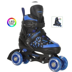 RASK Rulleskjte 3-i-1 SPLASH LED Blue - Justerbar over hele 4 sko-numre med smart kliksystem