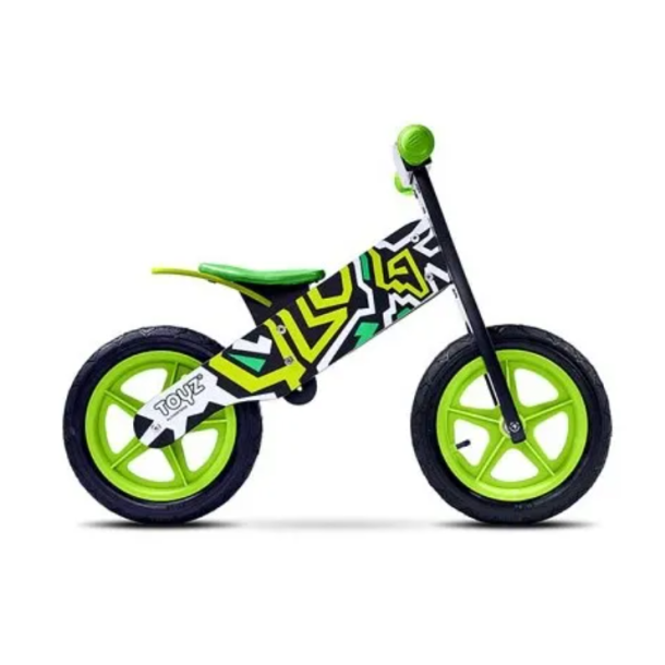 Toyz Zap Lbecykel i tr - Sort/Grn - Perfekt til brn fra 3 til 6 r - HURTIG LEVERING!