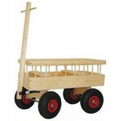 Trkvogn i skandinavisk ubehandlet fyrretr - Super solid trkvogn med lufthjul til 2 brn 