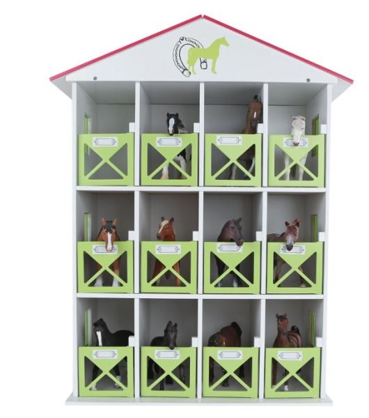 Kids Globe Hestestald i træ med 12 bokse til væg - HURTIG LEVERING