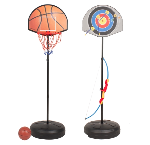 Se Basket med Bueskydning - 2-i-1 Basketstander med bueskydning - Højde 102 - 136cm hos HomeX.dk
