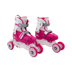 Rulleskjte 3-i-1 Pink - Justerbar over hele 4 SKO-numre med et nemt og smart kliksystem