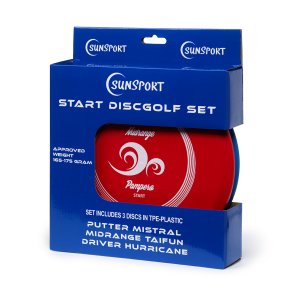 Sunsport Discgolf START - St med 3 discs til frisbeegolf - HURTIG LEVERING