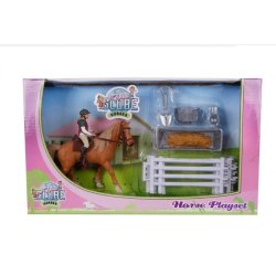 Kids Globe Hestest - (Mlestok 1:24) - Flot st med hest, rytter og tilbehr