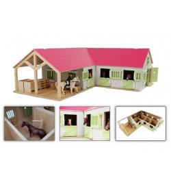 Kids Globe Pink Hestestald hjrnestald - (Mlestok 1:24) - Hvid/Pink