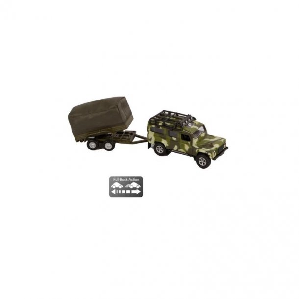Kids Globe Landrover Militr - Med "trk tilbage og kr-selv" funktion
