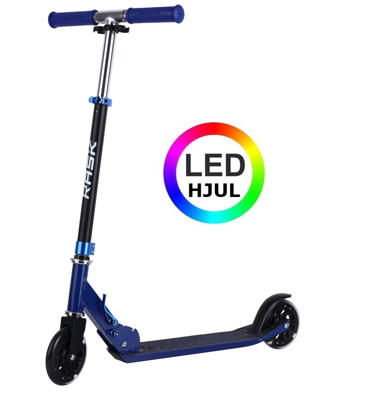 Se RASK 120 mm Blå løbehjul - Med LED-lys i hjulene - HURTIG LEVERING - Til børn fra 4 år hos HomeX.dk