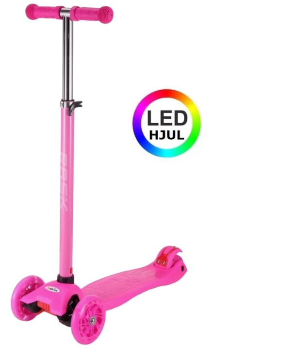 Billede af RASK Trehjulet Løbehjul Pink med LED-hjul - HURTIG LEVERING - 3-8 år